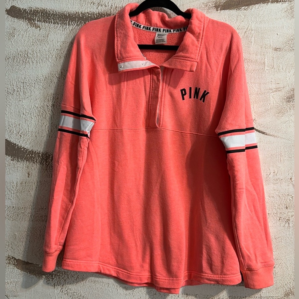 VS Pink Varsity Quarter Snap Pullover